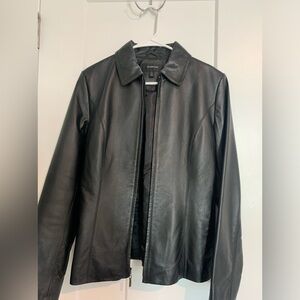 Women’s Genuine Leather Black Jacket Size M
